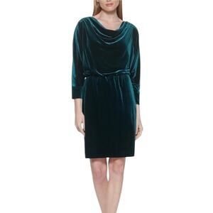 Jessica Howard Green Velvet Blouson Dress Sz 16 Forest Fairy Holiday Evening